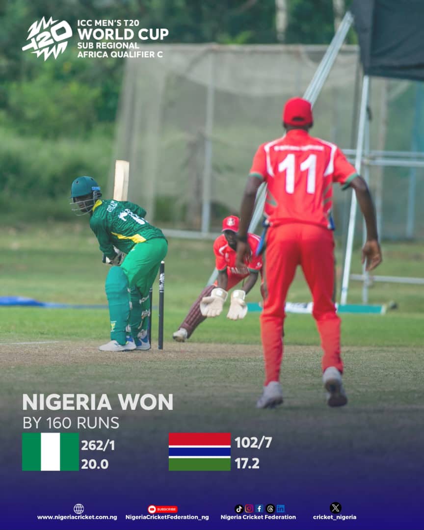 Nigeria leads ICC men's T20 World Cup Qualifiers C after winning opening two matches